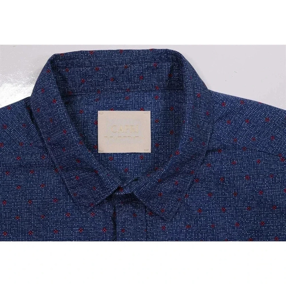 Capri Blue Polka Dot Slim Fit Button-Up Dress Casual Small - Picture 5 of 7